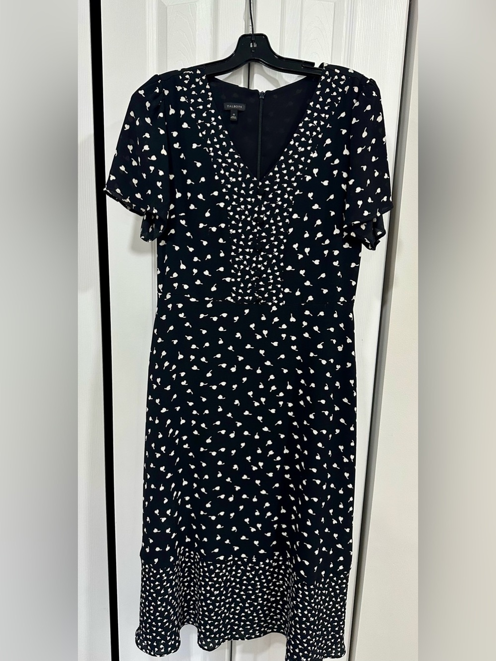 Talbots Black Dress with White Print